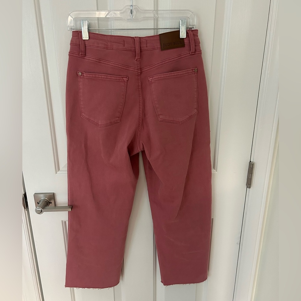 Judy Blue High Waist Garment Dyed Rose Crop Wide Leg Jeans - Picture 5 of 6